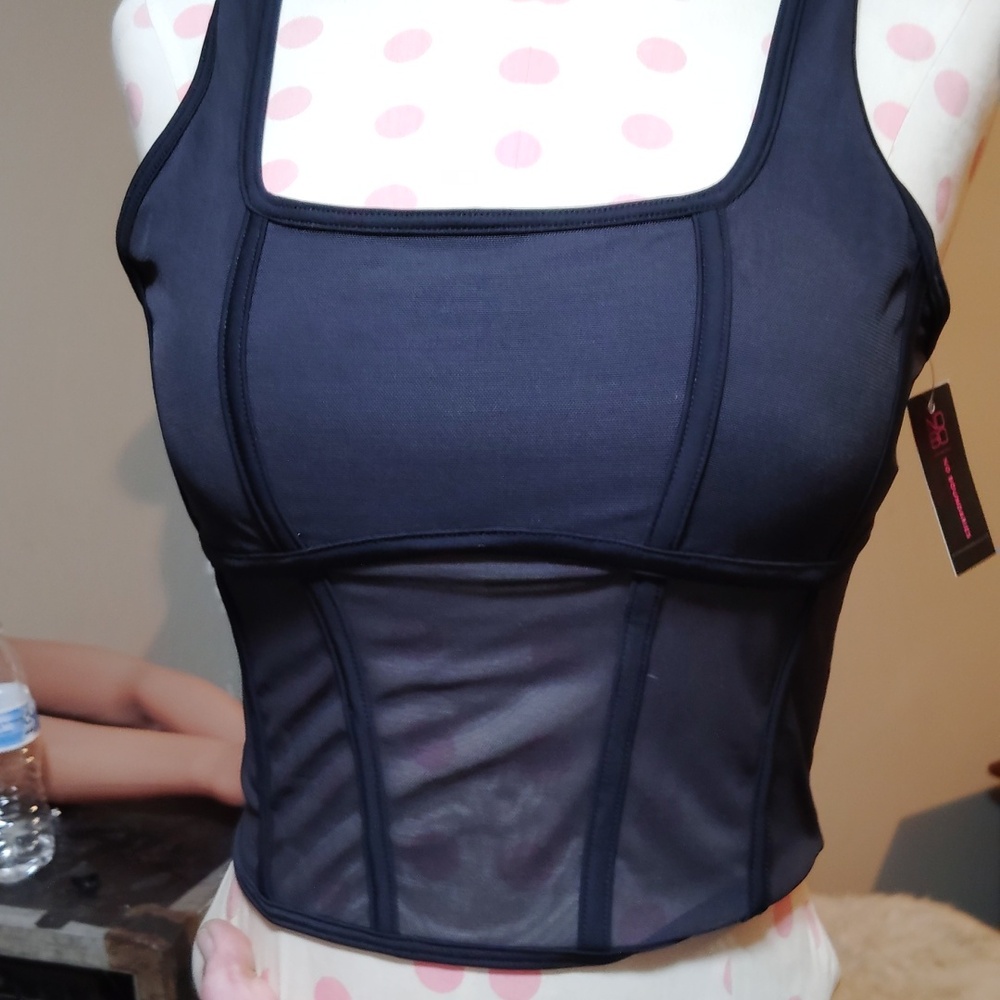 No Boundaries Black Mesh Bustier